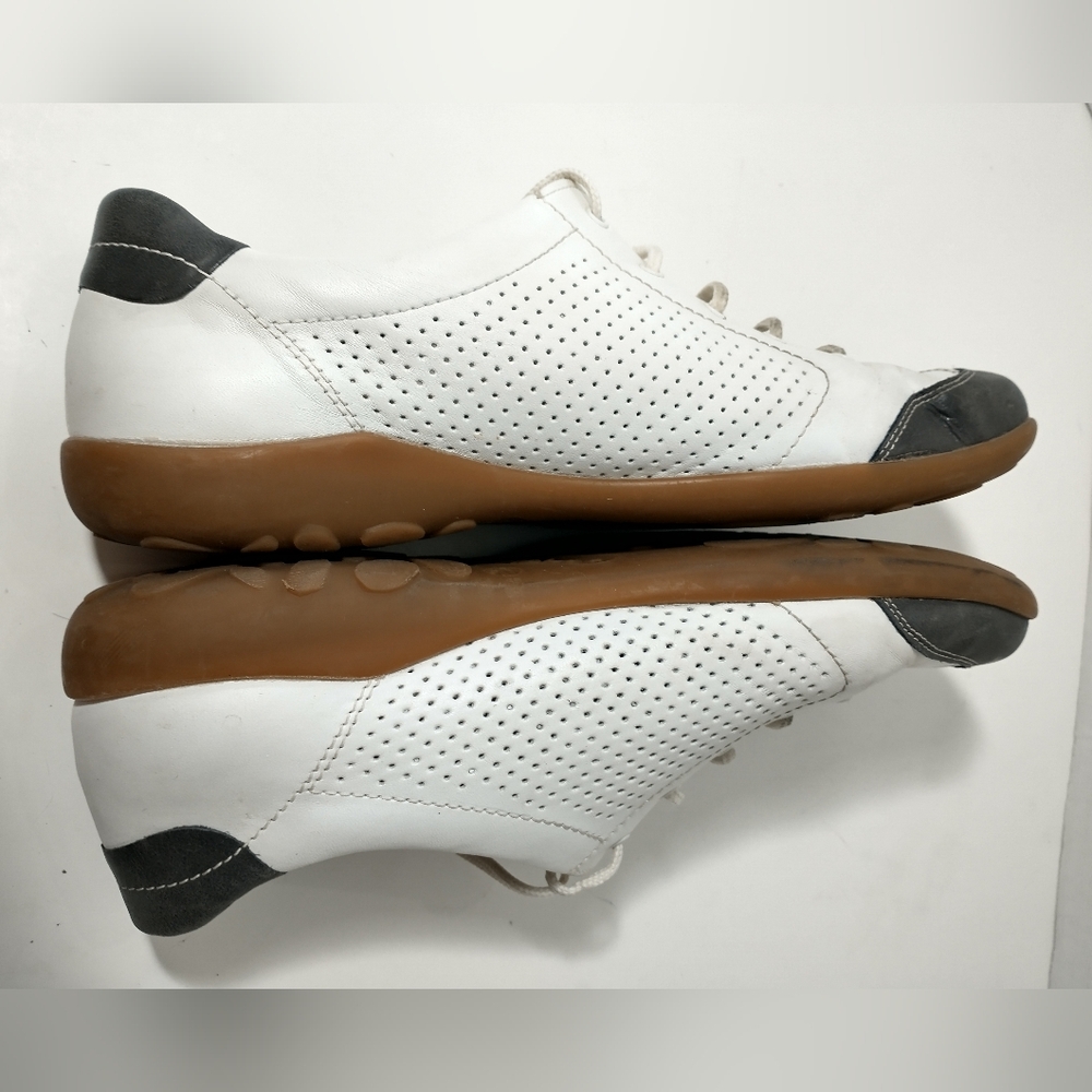 Rieker Nikita White and Gray Casual Leather Sneakers, Euro 40, US Size 9 - Picture 8 of 14